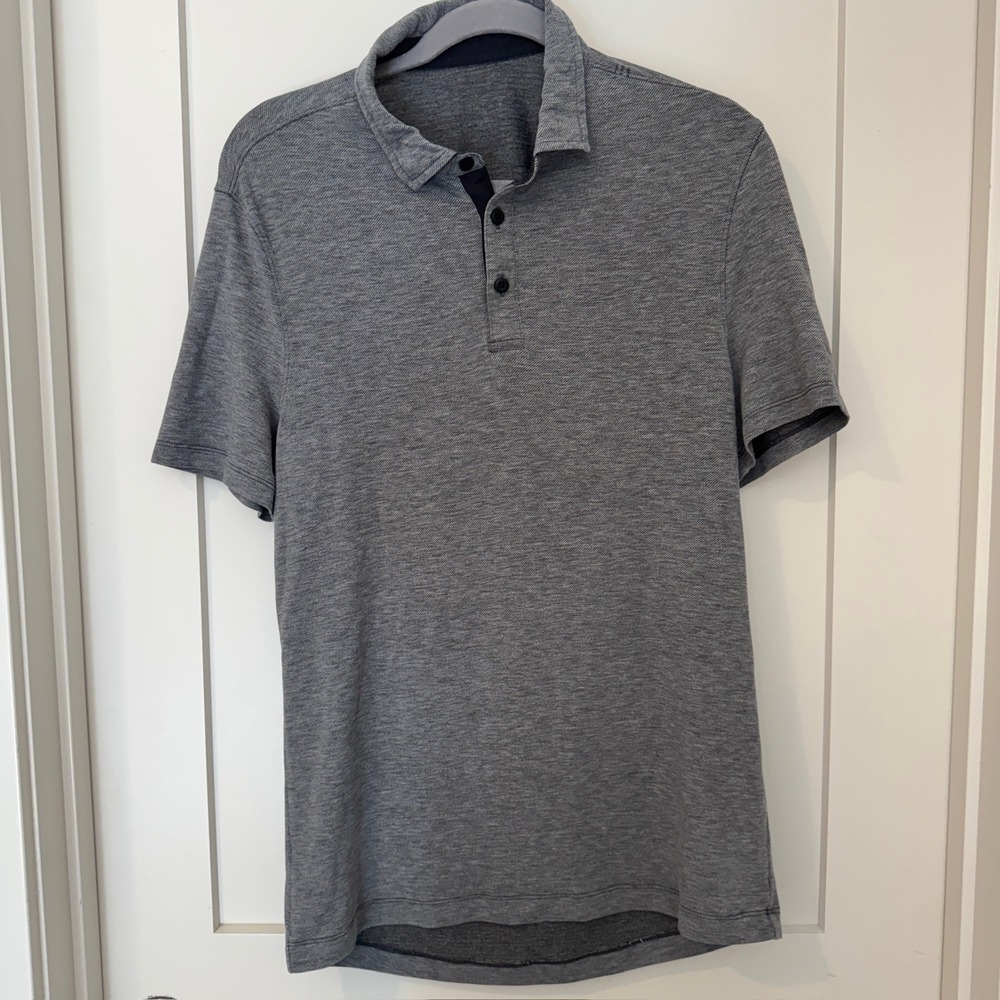 Lululemon Evolution Polo Mens Small Heathered Grey Space Dye Short Sleeve Shirt